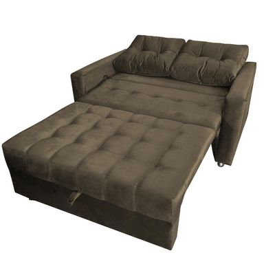 Sofá Cama Casal Reclinável Drika - Veludo Turkey Chocolate