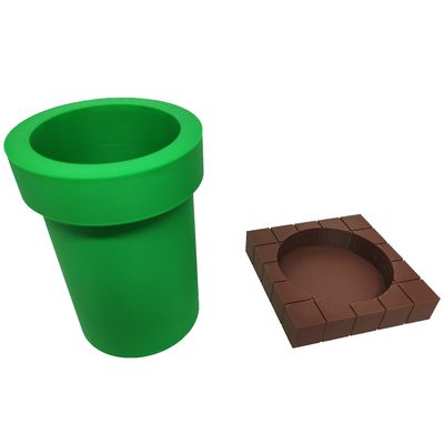 Porta Objetos Caneta Cano Com Base Tijolinhos 3D Decorativo Mario Geek Gamer