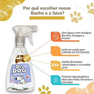 Shampoo  Banho Seco Cachorro Gato hipoalergenico Dr. Dog Limpa Patinhas Pratico
