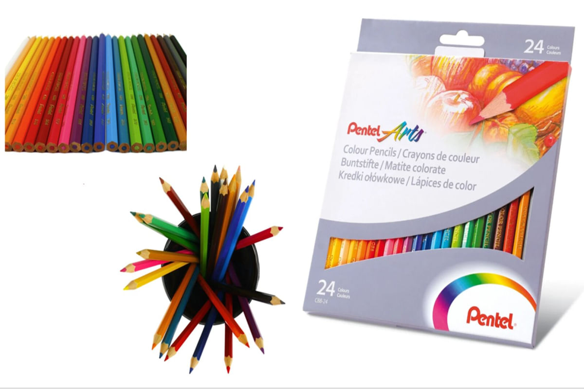 Lápis de cor COMUM 24 Cores - PENTEL Arts