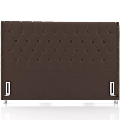 Cabeceira Cama Box King 195cm Estofada Frizza P05 Veludo Marrom - Lyam Decor