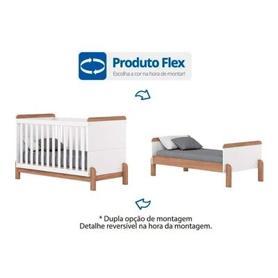 Quarto Infantil Completo Ternura 2 Peças (1 Guarda Roupa + 1 Berço) QI91 Branco/Jequitiba - Henn