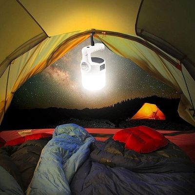 Luminaria Solar Lanterna Duplo Led 2 Em 1 Gancho Pendurar Camping A Prova De Agua Portatil