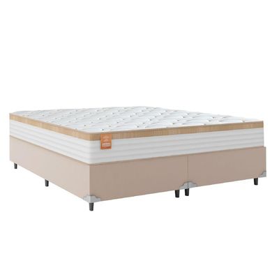 Cama Box Casal King Colchão Molas Ensacadas Real Branco/bege Branco Nature