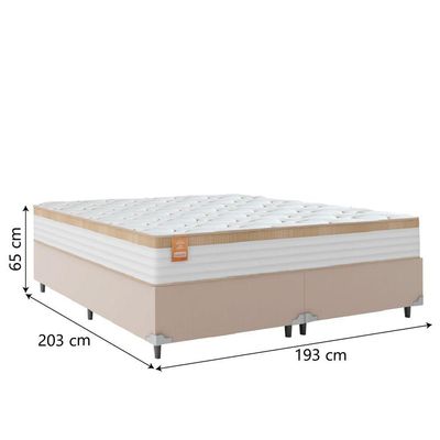 Cama Box Casal King Colchão Molas Ensacadas Real Branco/bege Branco Nature