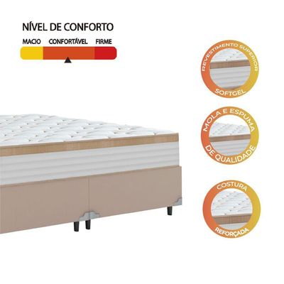 Cama Box Casal King Colchão Molas Ensacadas Real Branco/bege Branco Nature
