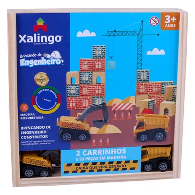 Brincando de Engenheiro Construtor com 53 Blocos Xalingo
