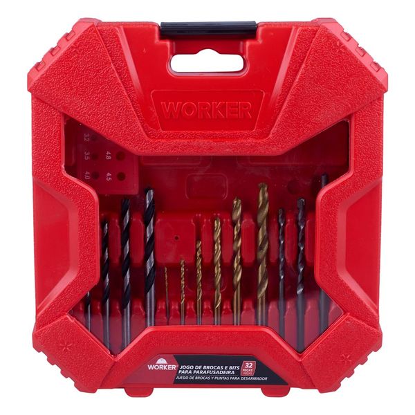Kit de Brocas e Bits com 33 Peças Worker