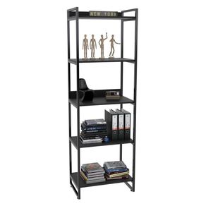 Estante Livreiro Estilo Industrial 60cm Preto Onix