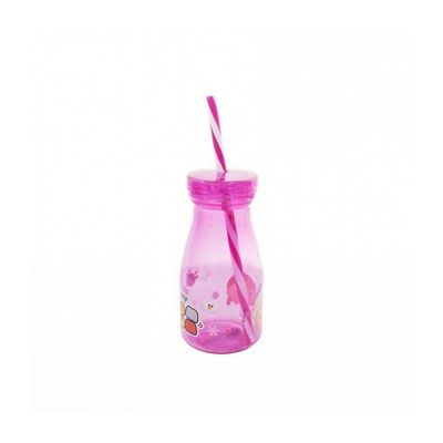 Copo Com Canudo Rosa Anna Elsa Frozen 350ml - Disney