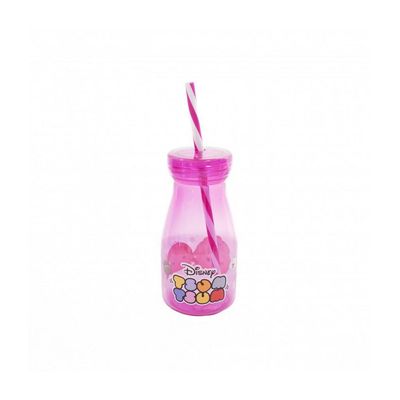Copo Com Canudo Rosa Anna Elsa Frozen 350ml - Disney