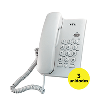Kit 3 Telefones com Bloqueador Vec KXT 3026 Branco