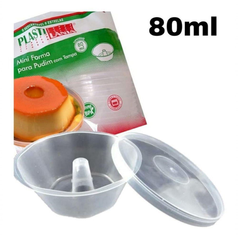 Forma Mini Pudim C-tampa Forneável 80ml C-100unds