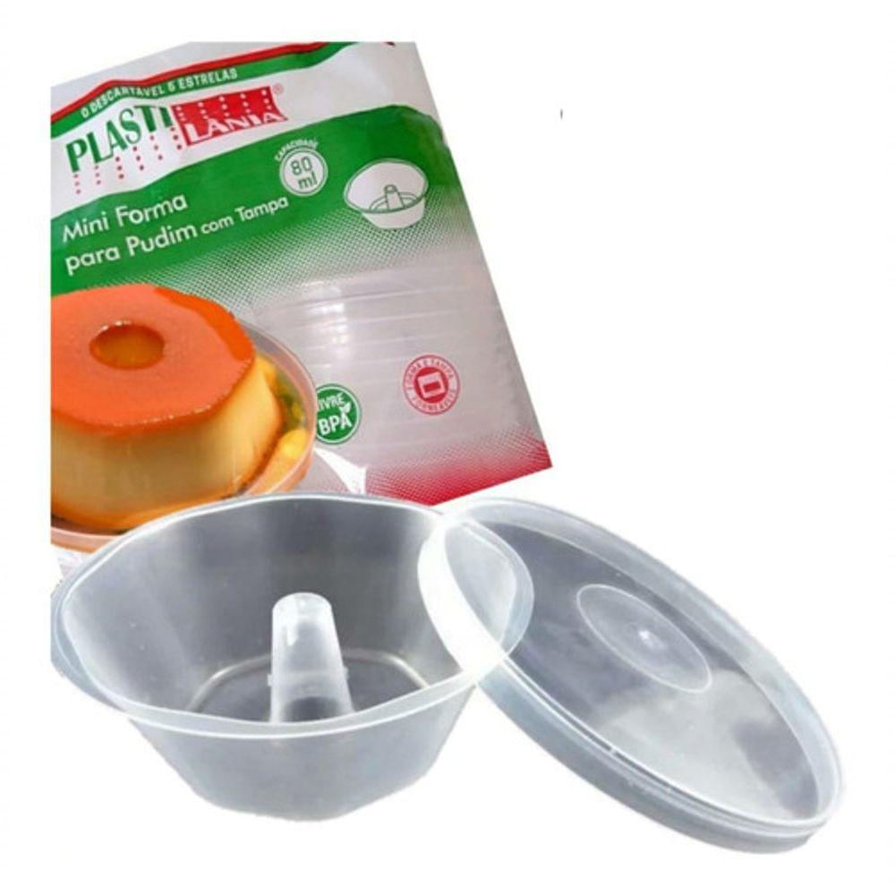 Forma Mini Pudim C-tampa Forneável 80ml C-100unds