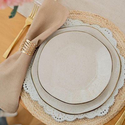 Jogo De Pratos Fundos Em Porcelana Ryo Com 6 Peças 22,5cm Oxford Maresia