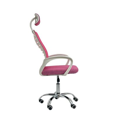 Kit 4 Cadeiras Escritório Diretor Tela Mesh Com Encosto De Cabeça Rosa