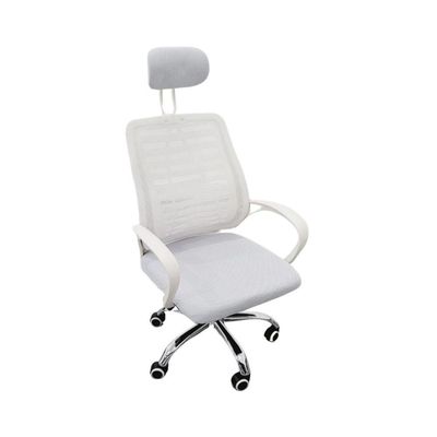 Kit 2 Cadeiras Escritório Diretor Tela Mesh Encosto De Cabeça Branco
