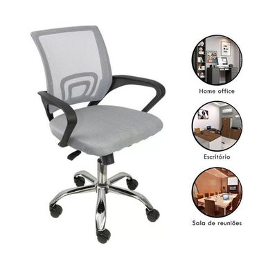 Kit 15 Cadeiras De Escritório Begonia Tela Mesh Ergonômico Cinza
