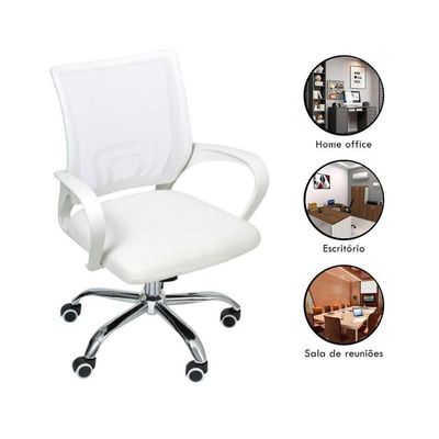 Kit 15 Cadeiras De Escritório Begonia Tela Mesh Ergonômico Branco