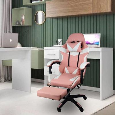 Cadeira Gamer Stillus Ergonômica Com Apoio Para Os Pés Rosa Chiclete