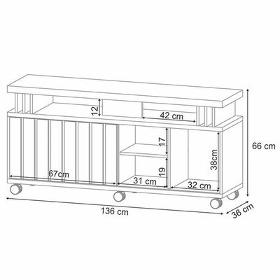 Rack Bancada Para Sala Rivera 1.3 Off White Cinamomo - Hb Móveis