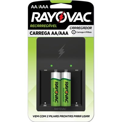 Recarregador AA/AAA com 2 Pilhas AA Rayovac PS132-2B