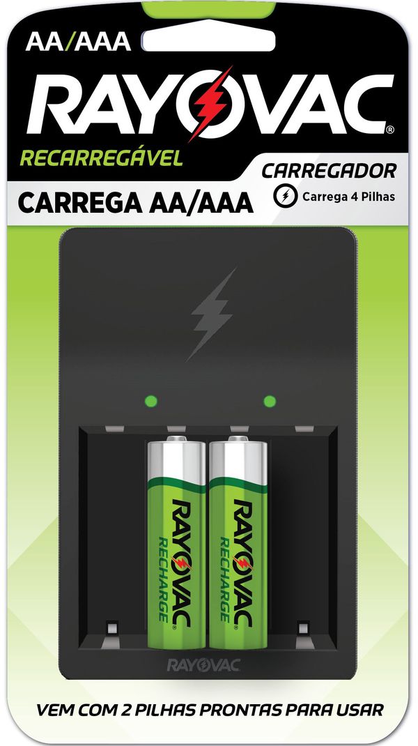 Recarregador AA/AAA com 2 Pilhas AA Rayovac PS132-2B