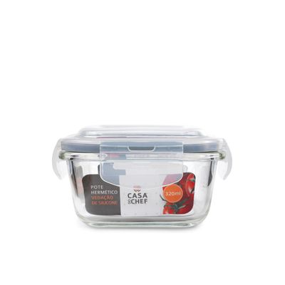 Pote de Vidro Quadrado 320ml com Trava Cazza