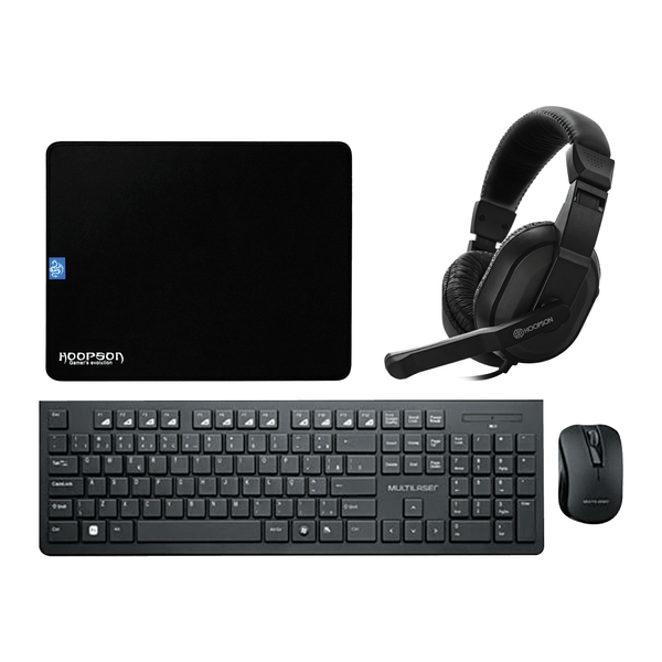 Kit Teclado com Mouse sem Fio Headset e Mousepad Hoopson Premium