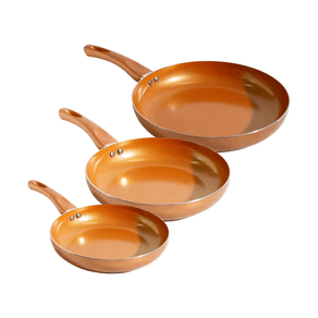Kit 3 Frigideiras Cerâmica 20cm 24cm 28cm Casa do Chef Cobre Menor preço em Kit 3 Frigideiras Cerâmica 20cm 24cm 28cm Casa do Chef Cobre