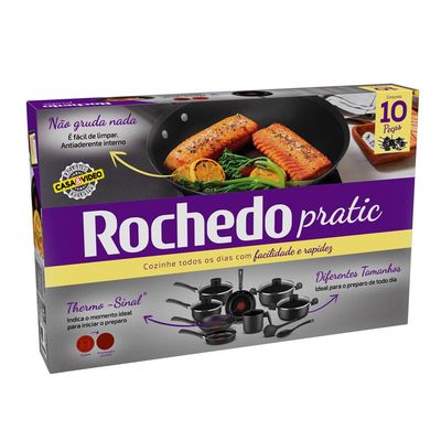 Conjunto de Panelas 10 Peças Antiaderente Pratic Rochedo Cinza