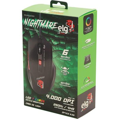 Mouse Gamer USB ELG Night Mare MGNM