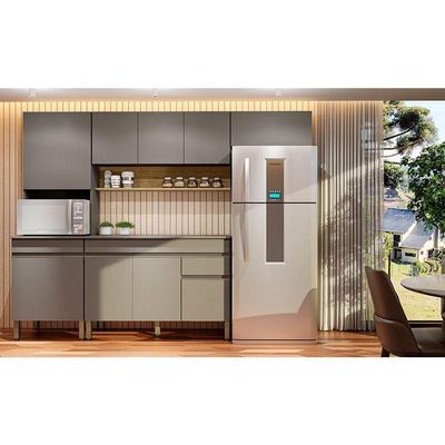 Cozinha Modulada Line Composição 8 Gris Freijó - Kits Paraná