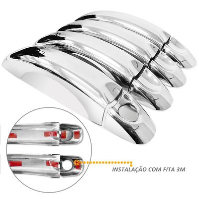 Aplique Capa Cromada Retrovisor Maçaneta + Tampa Amarok 2015