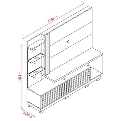 Estante Home Theater Frizz Plus Com Pés Cinamomo Off White - Madetec