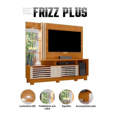 Estante Home Theater Frizz Plus Com Pés Cinamomo Off White - Madetec