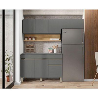 Cozinha Modulada Line Composição 1 Gris Freijó - Kits Paraná