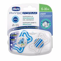Chupeta de Silicone Physio Light Lumi 6 a 16 meses 2 Unidades Chicco Branco e Azul