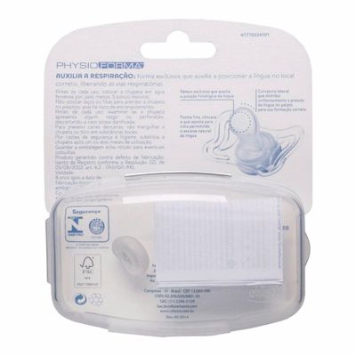 Chupeta de Silicone Physio Light Lumi 6 a 16 meses 2 Unidades Chicco Branco e Azul