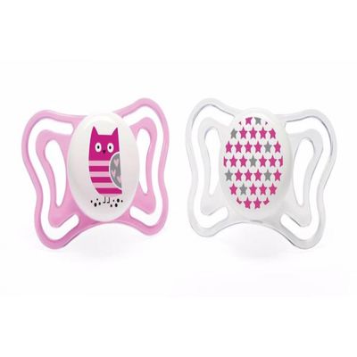 Chupeta de Silicone Physio Light Lumi 6 a 16 meses Chicco Branco e Rosa