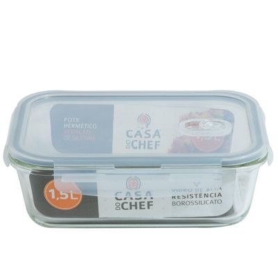 Pote de Vidro Retangular 1.52 Litros Cazza