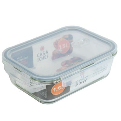 Pote de Vidro Retangular 1.52 Litros Cazza