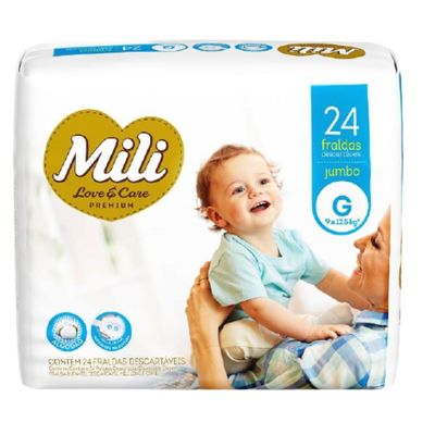 Fralda Descartável MILI Love&Care Tam: G  24 fraldas premium