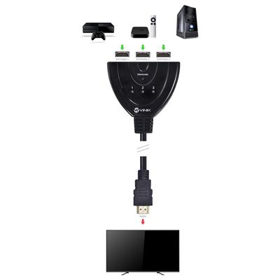 Switch HDMI 3 Entradas e 1 Saida 1.3V com Suporte 3D e 1080P