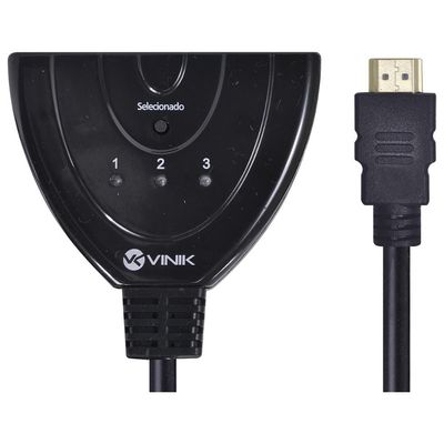 Switch HDMI 3 Entradas e 1 Saida 1.3V com Suporte 3D e 1080P