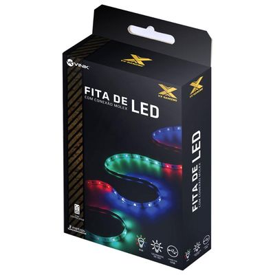 Fita de LED VX Gaming RGB com Controlador Conexao USB 120 Pontos de LED 2 Metros - LRU2