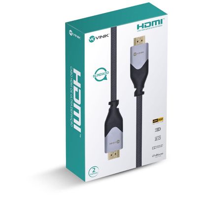 Cabo HDMI 2.0 4K ULTRA HD 3D Conexao ETHERNET Blindado em NYLON 2 Metros - H20B-2
