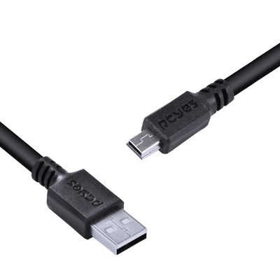 Cabo USB a 2.0 Macho para Mini USB B Macho 28AWG Puro Cobre 1 Metro - PUANM2-1