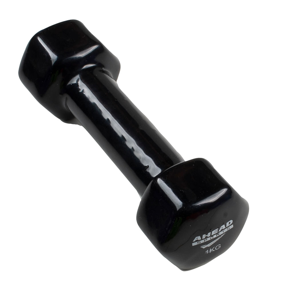 PAR DE HALTER SEXTAVADO EM VINIL  1KG PRETO