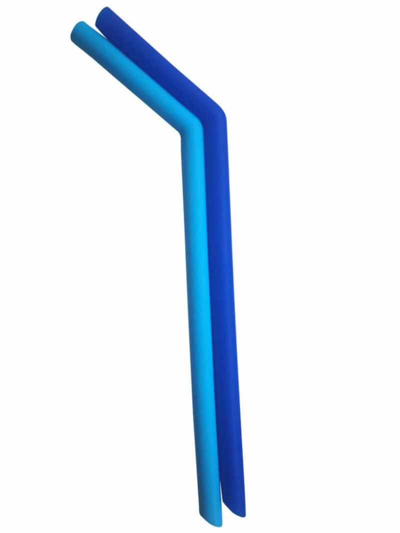 Kit 2 Canudos de Silicone + Limpador Grande Azul